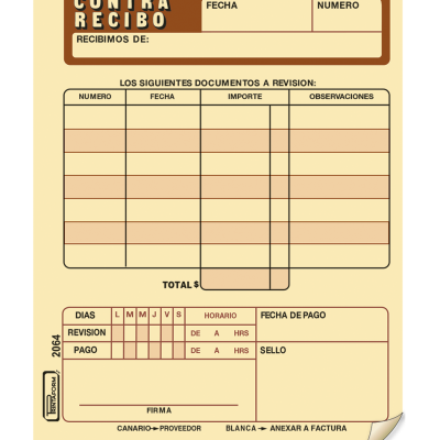 BLOCK CONTRARECIBOS 1/4 CTA DUP 50JGOS